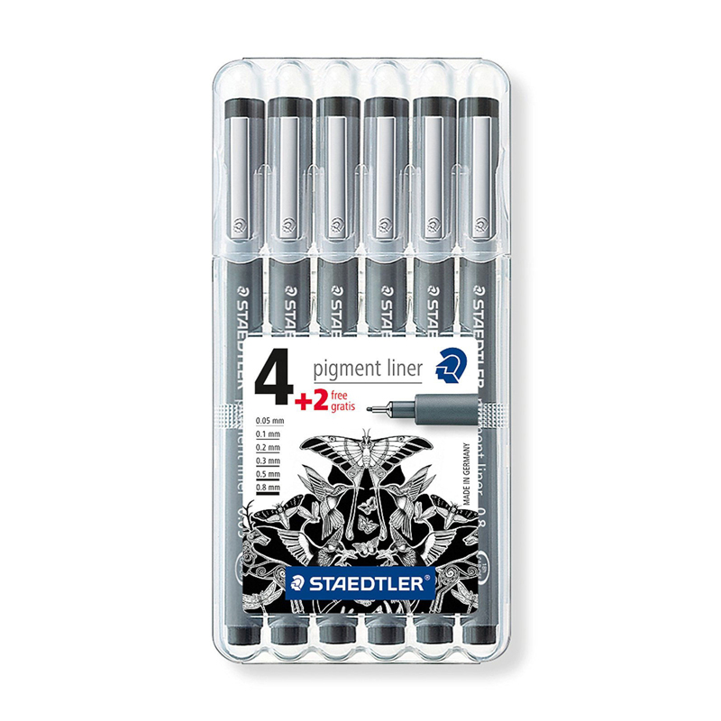 Sakura Pigma Micron Pigment Fineliners Blue Red and Green Black Pack of 4-0.05mm 