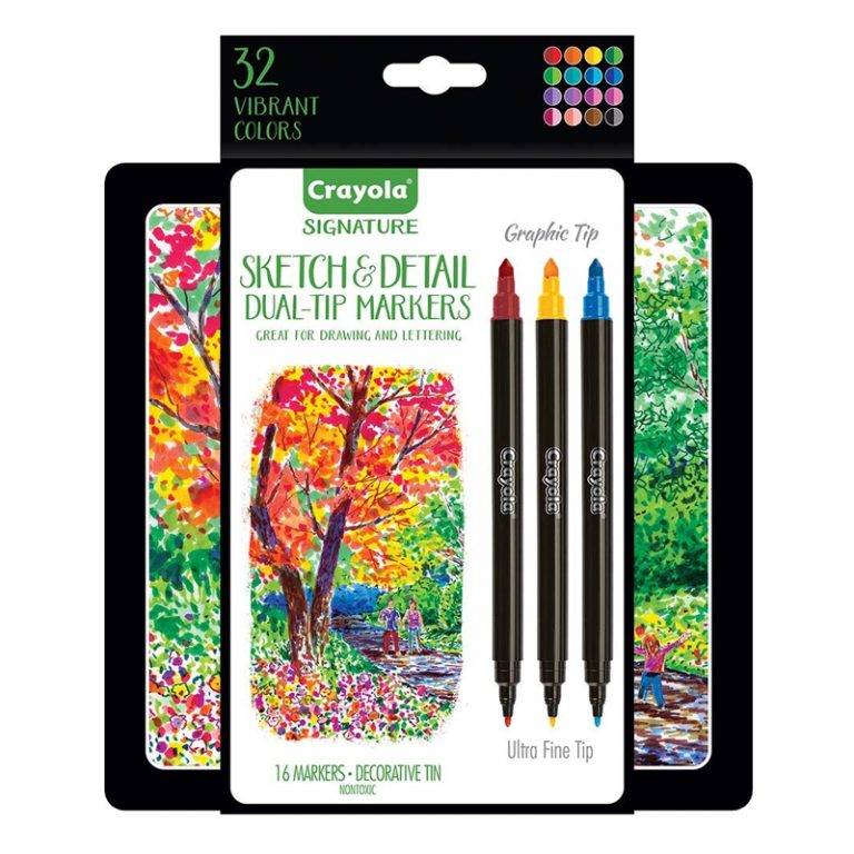 Crayola Signature Sketch & Detail Dual Ended Markers Set of 16 Tin
