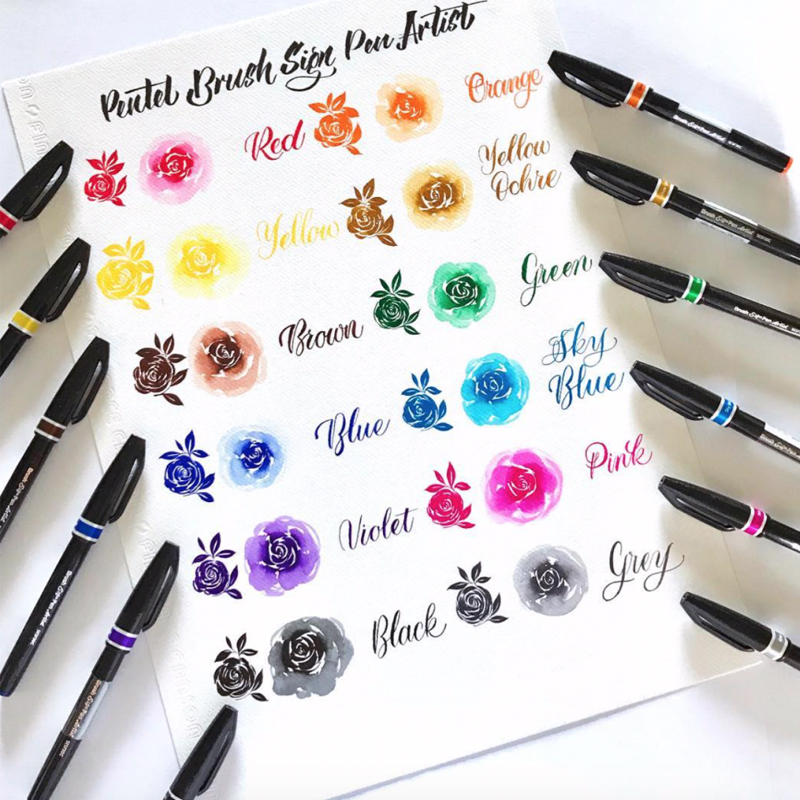 Pentel Brush Sign Pen - Fresh Shades 12pc Wallet India