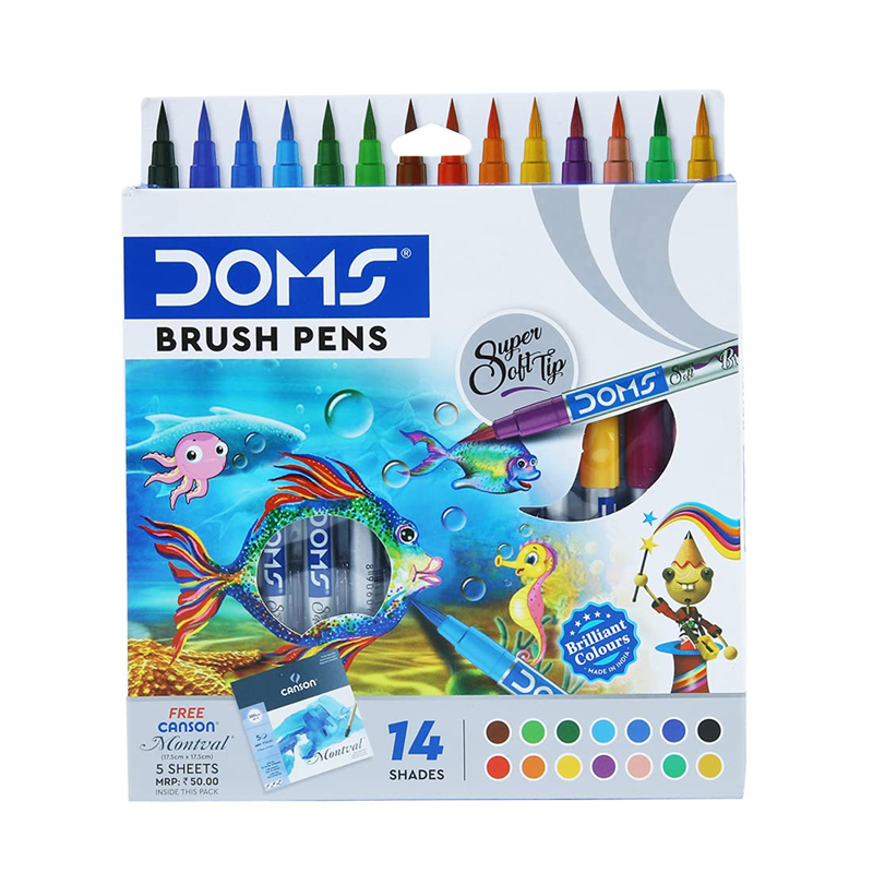 DOMS Metallic Brush Pen Set of 10 - Sitaram Stationers