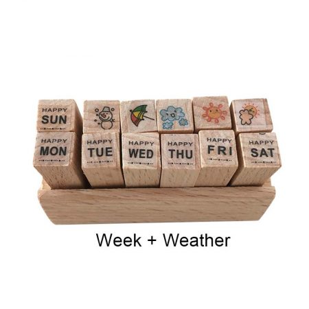 Wooden-Stamp-Set-12Pc-Week-Weather-WSS-A
