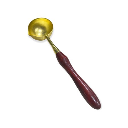 Seal Wax Spoon Gold with Long Red Wooden Handle