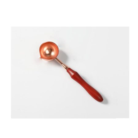 Seal Wax Spoon Rose Gold with Long Red Wooden Handle
