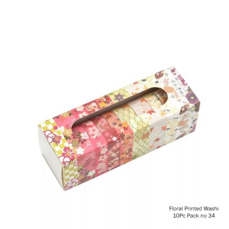 Floral Printed Washi Tape 10Pc Pack no 34