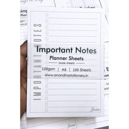 Jain Planner Sheets Important Notes
