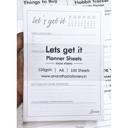 Jain Planner Sheets Lets get it