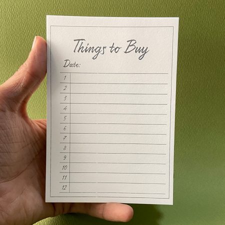 Memo Notes Things to Buy A6