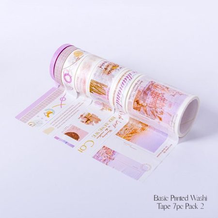 Basic Printed Washi Tape 7pc pack 2