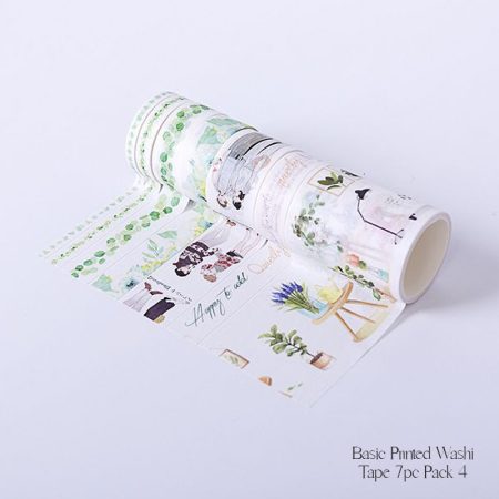 Basic Printed Washi Tape 7pc pack 4