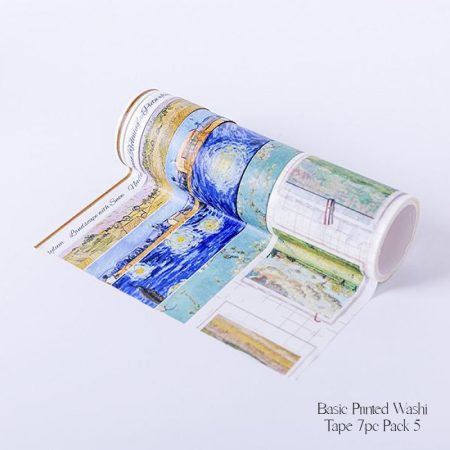 Basic Printed Washi Tape 7pc pack 5
