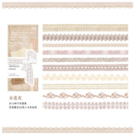 Matthiola Incana Floral Lace Strip Journal Sticker YXTZB443