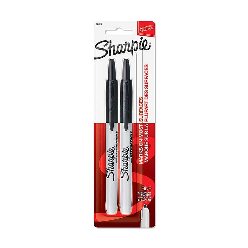 Sharpie Retractable Permanent Markers Black Fine Point 2Pc (32724)