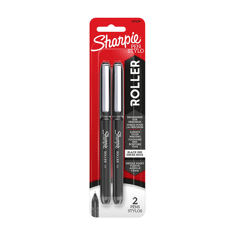 Sharpie Roller Pen Black 2Pc Pack (2093200)