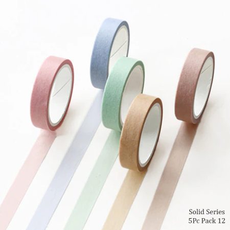 Solid Series Washi Tape Set 5pc Pack 12