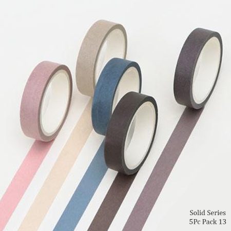 Solid Series Washi Tape Set 5pc Pack 13