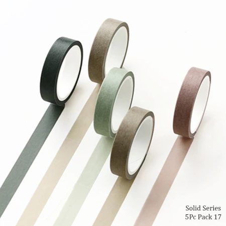 Solid Series Washi Tape Set 5pc Pack 17