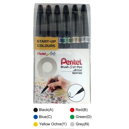 Pentel Brush Sign Pen Artist SESF30C Startup Colours Set of 6