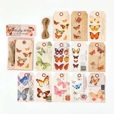 Mo Card Vintage Printed Tags Butterfly Letter MMK06F081B