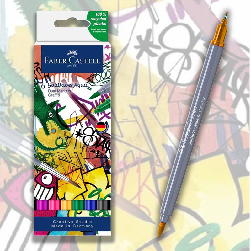 Faber-Castell Gold Faber Aqua Dual Markers Graffiti Set of 6