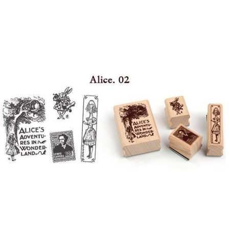 Vintage Wooden Antique Stamp Alice.02 Set of 4 (QWAS4)