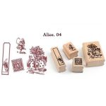 Vintage Wooden Antique Stamp Alice.04 Set of 4 (QWAS3)