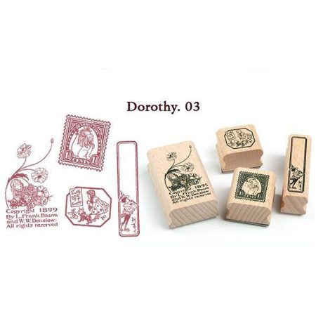 Vintage Wooden Antique Stamp Dorothy.03 Set of 4 (QWAS6)