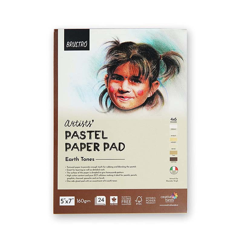 Brustro Artists Pastel Paper Pad Earth Tones 160gsm 5in x 7in 24 Sheets (BRPPET5x7)