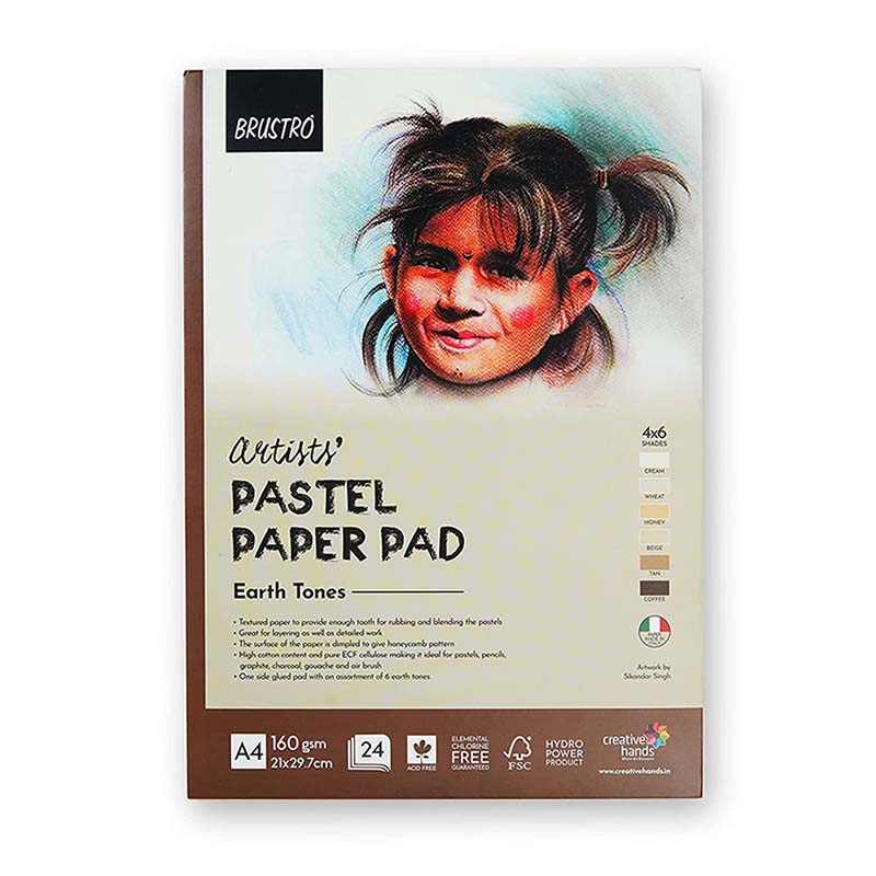 Brustro Artists Pastel Paper Pad Earth Tones 160gsm A4 24 Sheets (BRPPETA4)