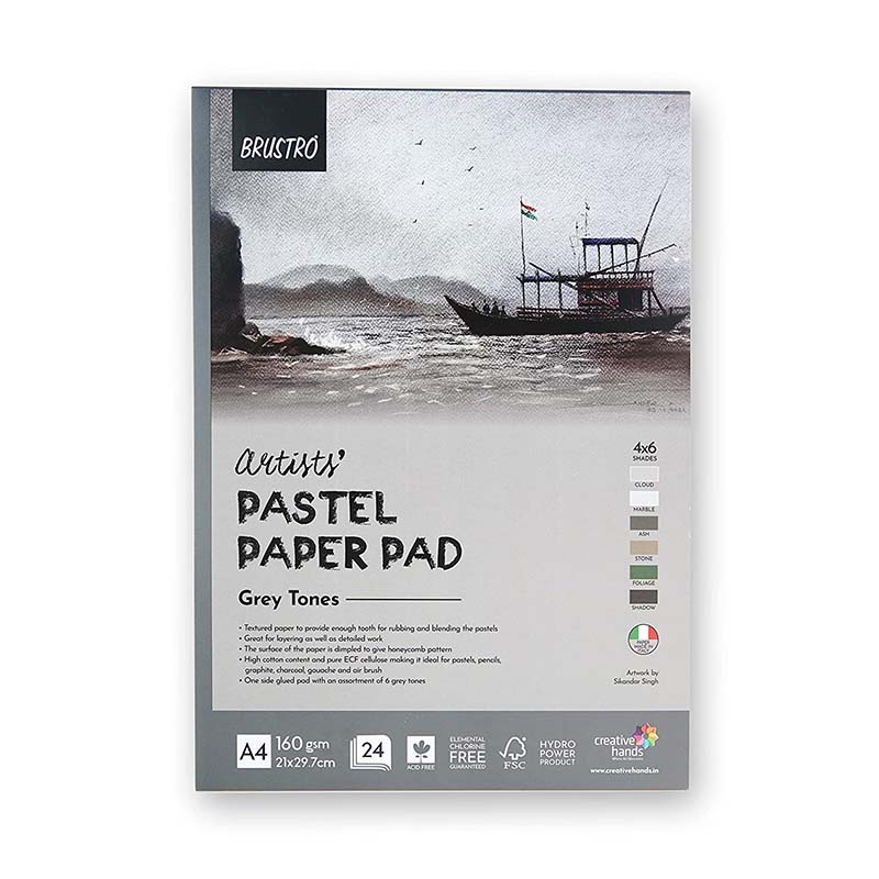 Brustro Artists Pastel Paper Pad Grey Tones 160gsm A4 24 Sheets (BRPPGTA4)