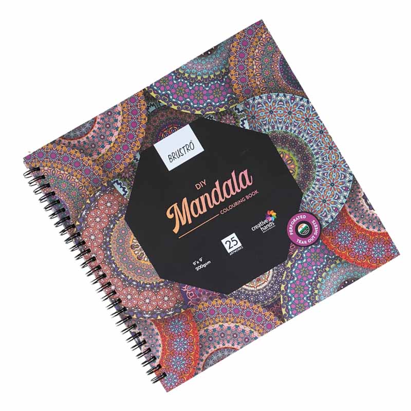 Brustro DIY Mandala Colouring Book 200gsm 9” x9” 25 Sheets (BRDMCB25)