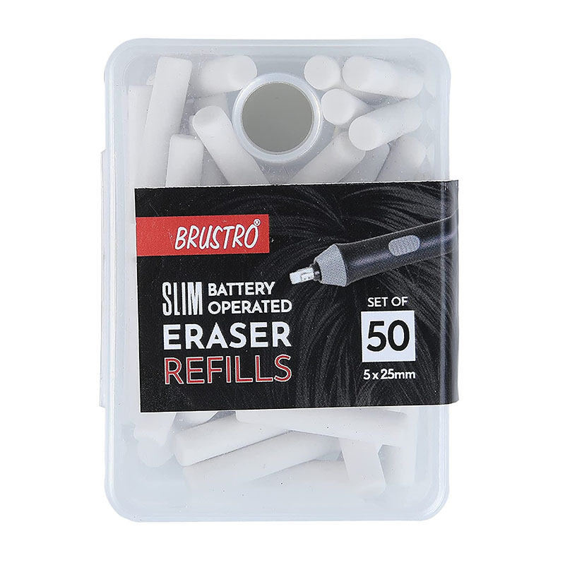 Brustro Slim Battery Operated Eraser Refills Set of 50 ((BRSER50))