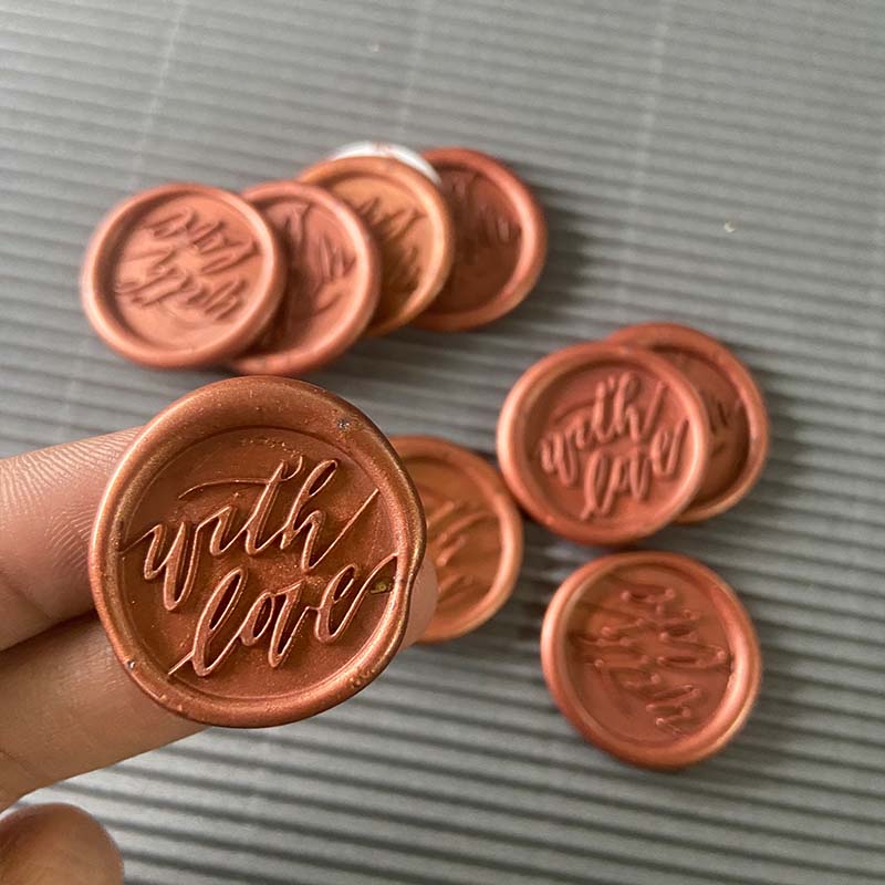 Seal Wax Sticker 25mm With Love Bronze