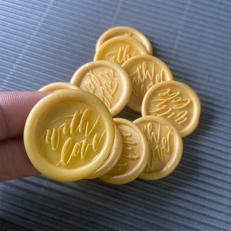 Seal Wax Sticker 25mm With Love Joyful Yellow