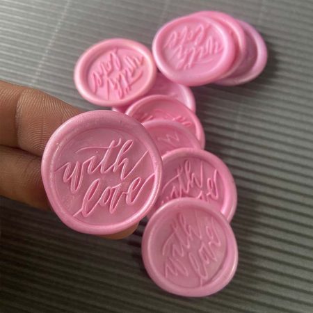 Seal Wax Sticker 25mm With Love Pearl Pink