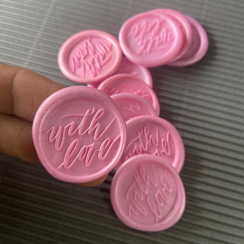 Seal Wax Sticker 25mm With Love Pearl Pink