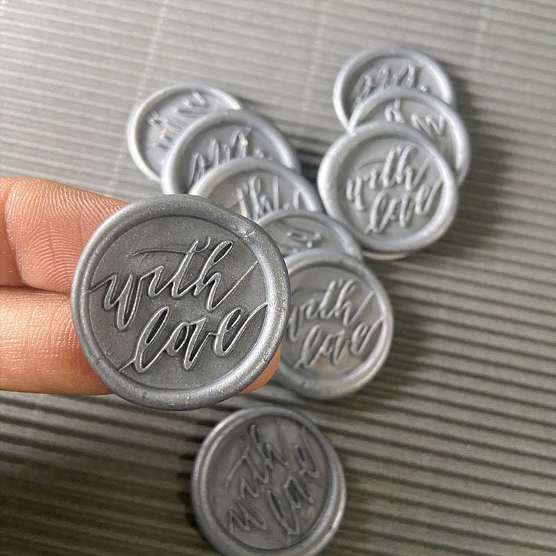 Seal Wax Sticker 25mm With Love Silver