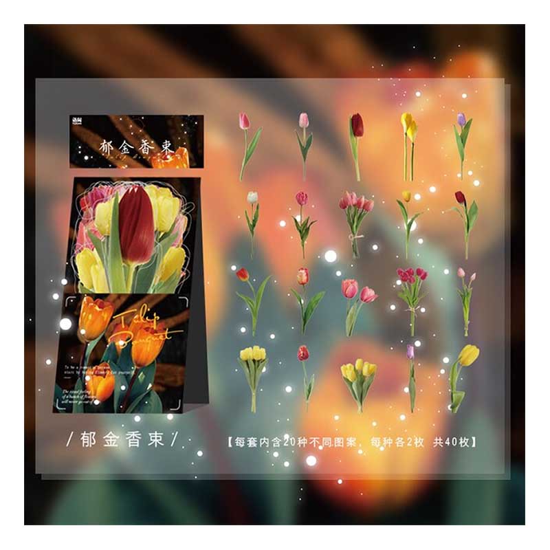 Journal Memory Between Flowers Sticker Tulip Bouquet YXTZB416