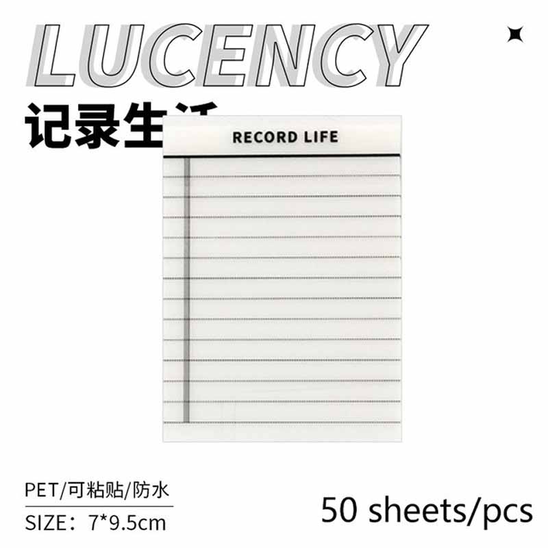Transparent Printed Sticky Note 3x4in Record Life (BQ2207APX-B)