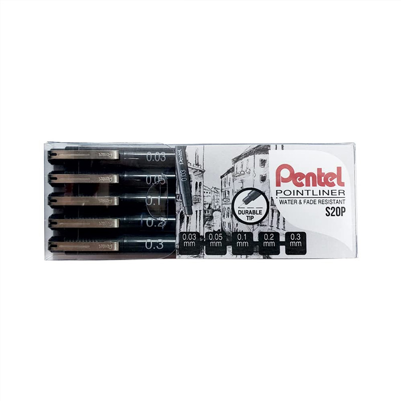 Pentel Pointliner Drawing Pen Set of 5