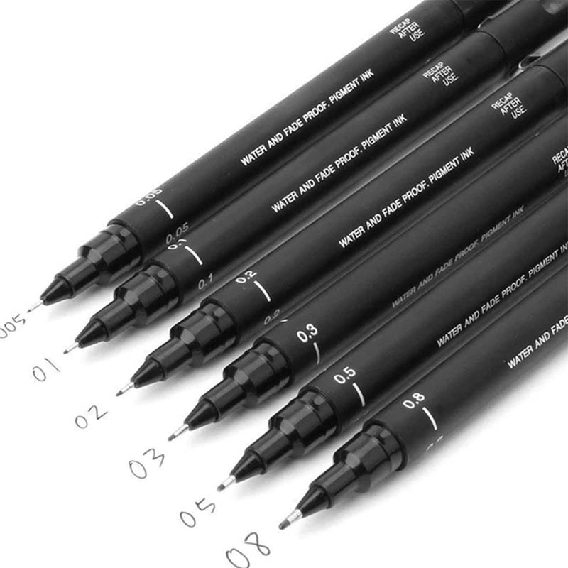Uni Pin Fineliner Black Drawing Pen Set of 6