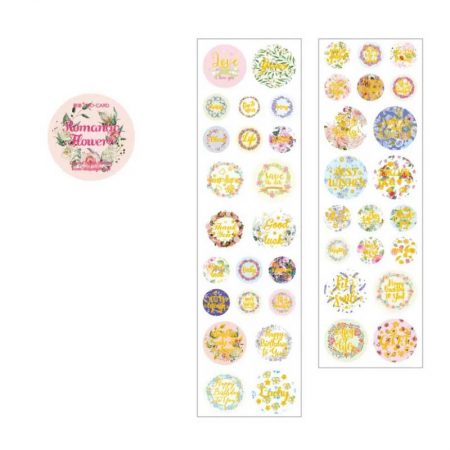 MoCard Romantic Flowers Lable Washi Tape MMK03G051