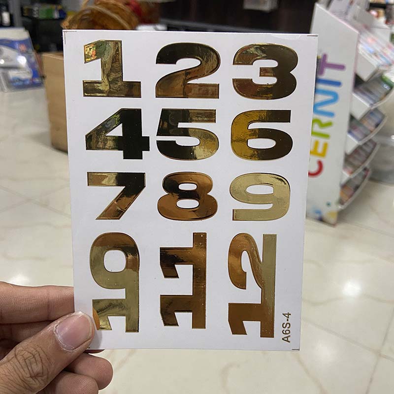 Resin Sticker Gold Number A6 S-4