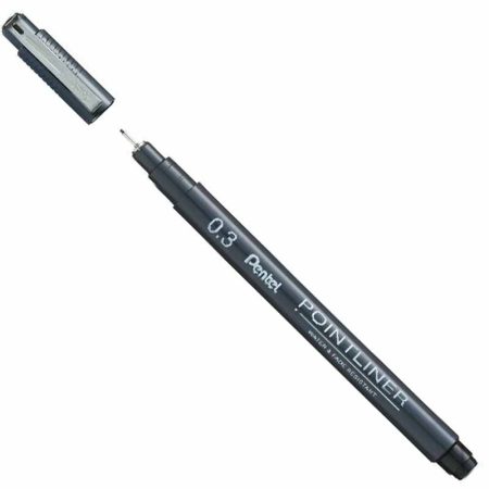Pentel Pointliner Fineliner Black Drawing Pen 0.3mm