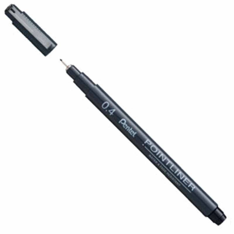 Pentel Pointliner Fineliner Black Drawing Pen 0.4mm