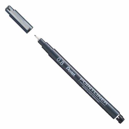 Pentel Pointliner Fineliner Black Drawing Pen 0.8mm