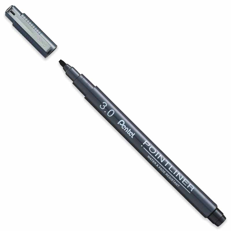 Pentel Pointliner Fineliner Black Drawing Pen 3.0mm