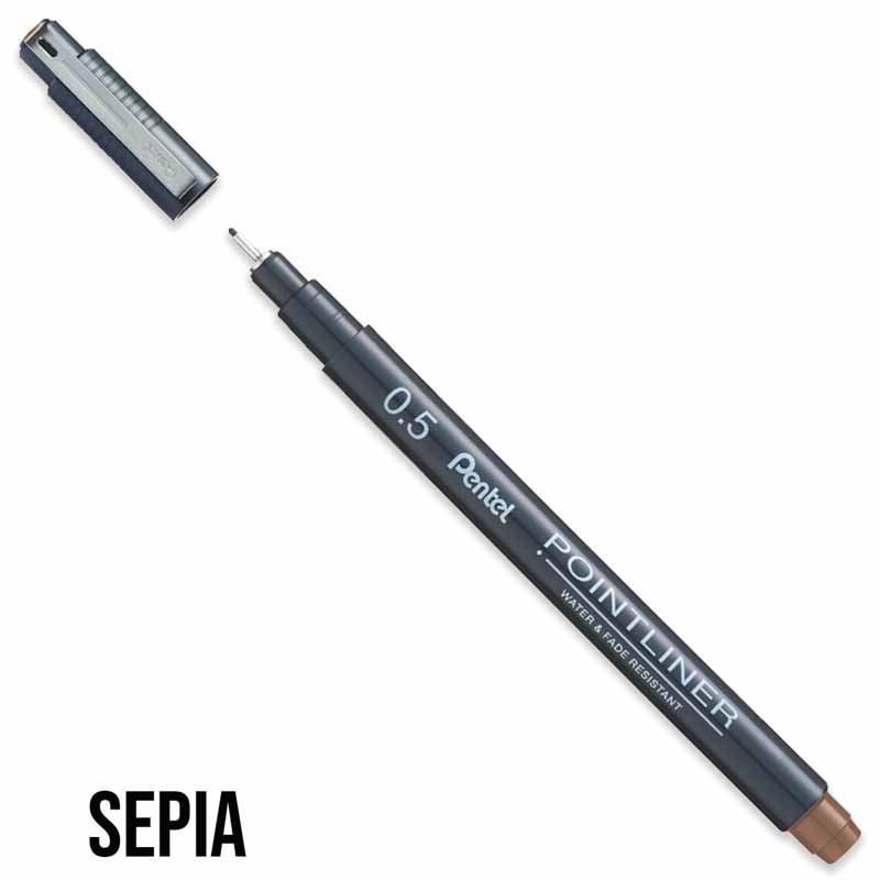 Pentel Pointliner Fineliner Sepia Drawing Pen 0.5mm