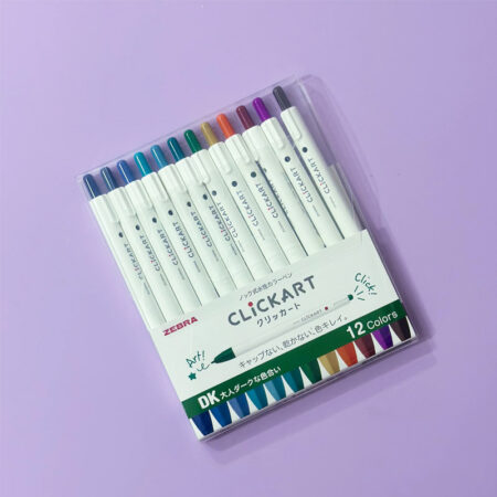 Zebra Clickart Retractable Felt Tip Marker Dark Colours Set of 12