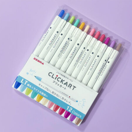 Zebra Clickart Retractable Felt Tip Marker LT Colours Set of 12