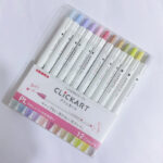 Zebra Clickart Retractable Felt Tip Marker Pale and Soft Colours Set of 12